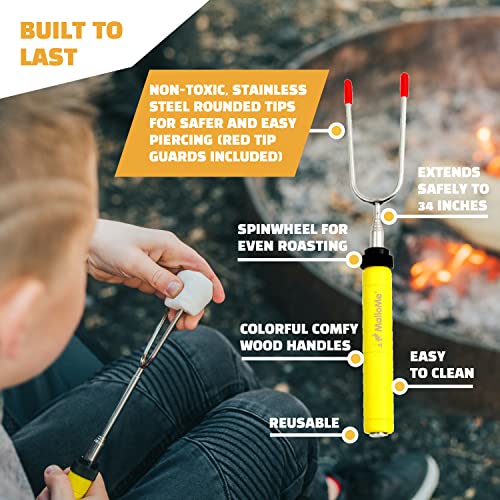 Mallome Marshmallow Roasting Sticks Smores Kit - Marshmallows Smores Sticks For Fire Pit Long - Camping Campfire Accessories S'mores Gift Set- Smore Hot Dog Roaster Marshmello Skewers - 34 Inch 4 Pack #TOP3