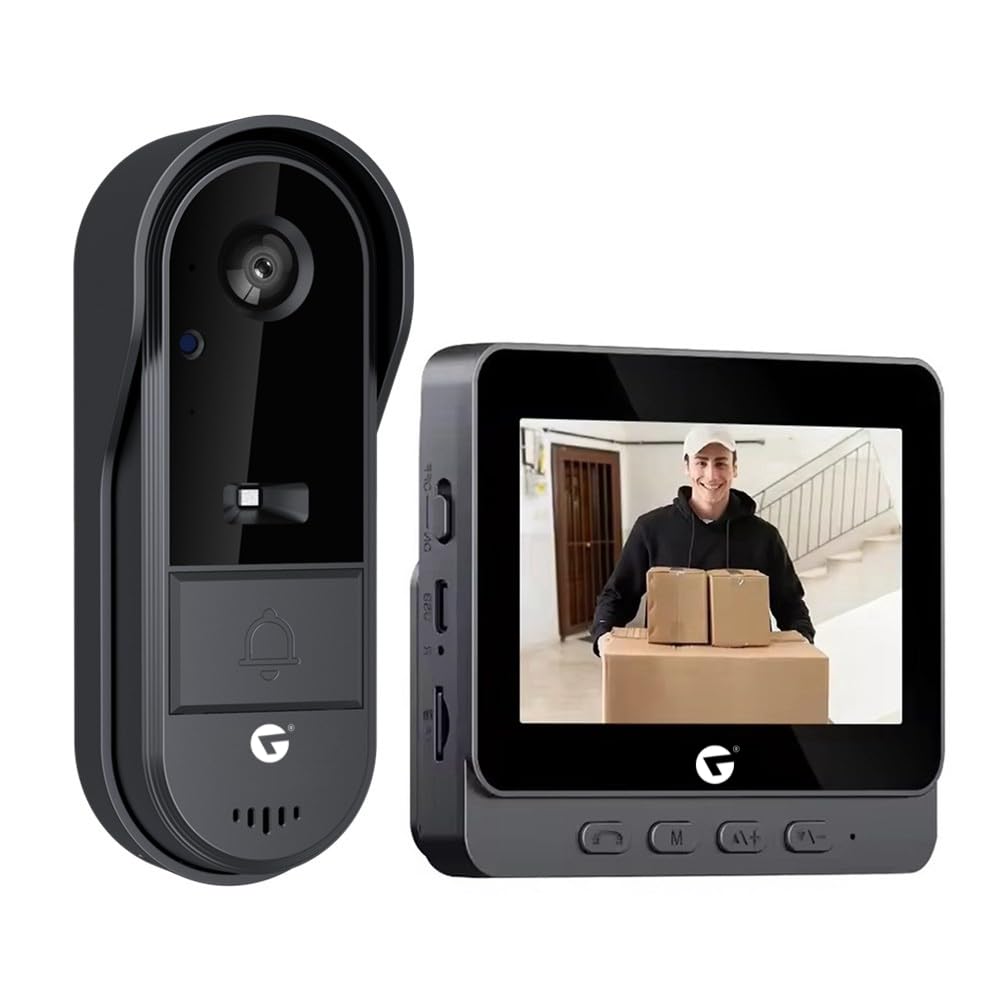 LECCY & GENESIS Wireless Video Doorbell with Screen – HD Camera | Night Vision | Two-Way Audio | Waterproof Doorbell
