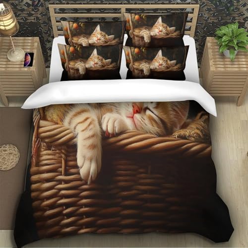 Parure de lit chaton en microfibre premium avec taies d'oreiller