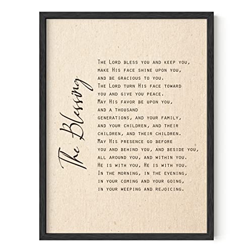 HAUS AND HUES The Blessing Christian Wall Art - May The Lord Bless You Religious Wall Decor, The Blessing Wall Art Christian Wall Decor, Religious Gifts for Women (Unframed, 12x16)