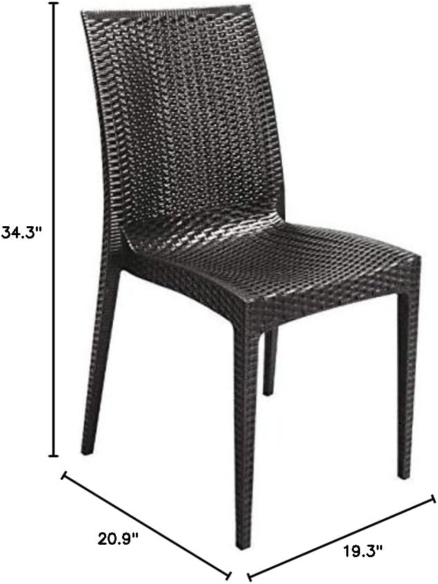 Miniatura 2 de Grand Soleil Sillas de comedor transpirables de ratán de polietileno para interiores y exteriores, apilables y resistentes (2 sillas), color gris