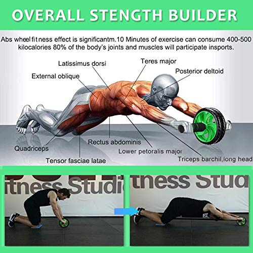 Slimerence 6-in-1 AB Wheel Roller Kit, Ab Exercise Roller Set with Push-up Bar, Hand Gripper, Jump Rope, Spring Exerciser and Knee Pad, Home Gym Workout Equipment for Abdominal Exercise - Thumbnail 3