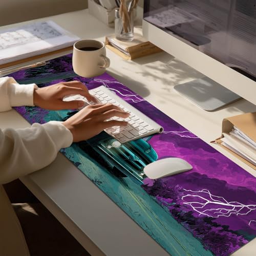 HOMETITUTE Large Mouse Pad 31.5x11.8 Inch Gaming Mousepad Truck Lightning Art Non-Slip Keyboard Desktop Protector Mat XL Mouse Pad for Home Office Laptop Wireless Mice Accessories by HOMETITUTE - Used condition - Image 4