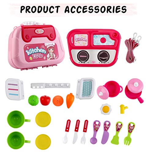 Image of Zest 4 Toyz Plastic Kitchen Set for Kids Girls Pretend Play Toys Portable Suitcase Cooking Set Early Educational Toys Kitchen Set 27 Pieces