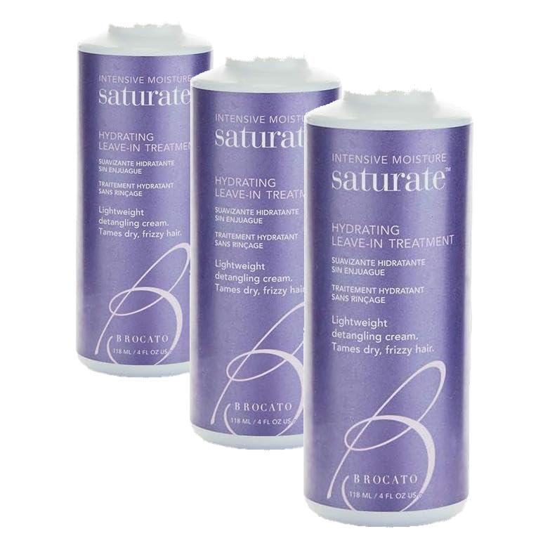 Brocato Saturate Hydrating Leave-In Treatment, 4 Oz | Deep Conditioning Leave in Treatment for Dry, Curly, Frizzy & Color Treated Hair | Intense Moisturizing Cream with Aloe Leaf & Keratin (Pack of 3)