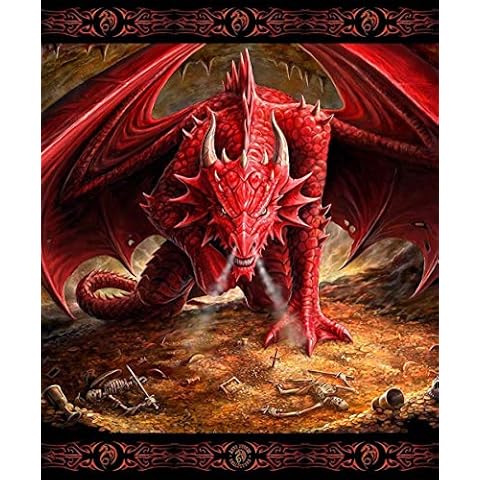 Anne Stokes Dragons Lair Queen Size Raschel Plush Dragon Throw Blanket, Measures 79 by 94 inches Cover