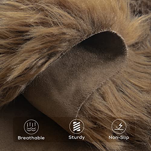 Ashler Faux Fur Rug, Fluffy Shaggy Area Rug Ultra Soft 2.3 X 3.3 Feet Sheepskin Fur Rug, Dark Coffee Fuzzy Rug Machine Washable Shag Rug, Nursery Decor Throw Rugs For Bedroom, Kids Room, Living Room #TOP2