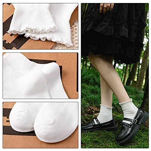 Semoholli Women Socks, Women Ankle Socks, Lovely Double Needle Solid Color Lace Edge Relent Lady Socks #TOP4