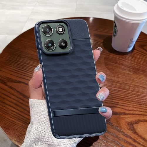 Image of Pikkme Back Cover for Motorola Moto G67 Power 5G / G57 Power 5G Camera Protection 3D Hexa Cube Design Silicone Protective Bumper Case (Blue)