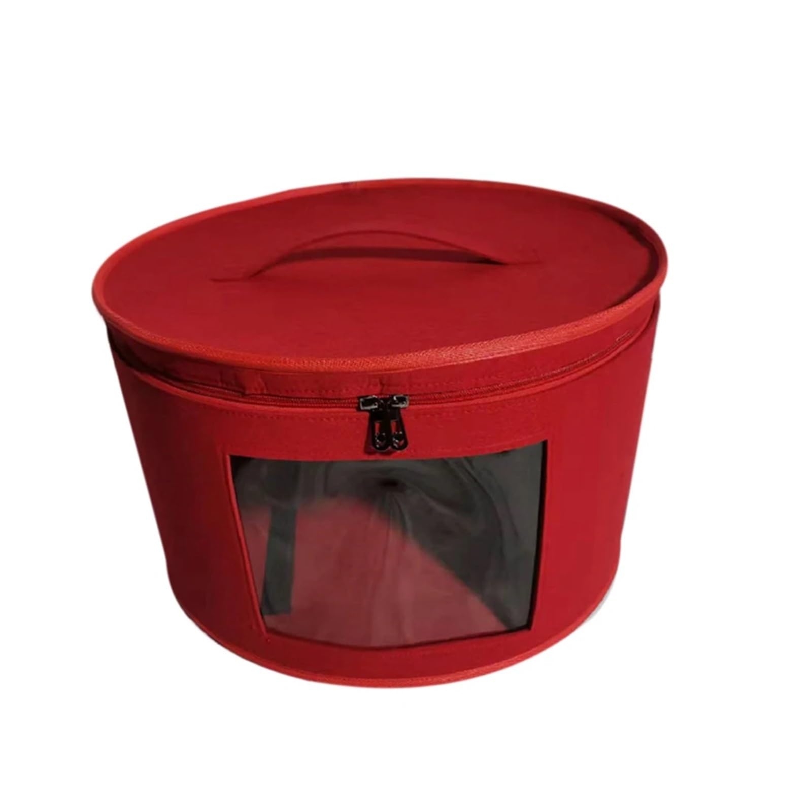 PPQIRU Hat Box Organizer Round Travel Boxes Foldable Storage Bag with Lid Large For Organization(Red)