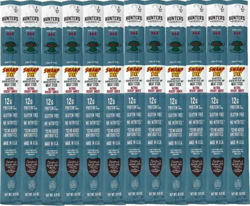 12 Count - Hunter's Reserve - PKM - Exotic Meat Trail Sticks - 6 Count - Adventure You Can Taste - Wild Game Exotic Jerky Meat Sticks (Swampstick Alligator)
