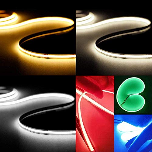 Image of 16.4FT /5M COB Flexible LED Strip Light DC12V /24V 528leds /m Bendable Tape (24V, Green)