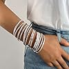 IFKM Silver Bangles Bracelets For Women, Silver Multi Layer Stackable Open Bracelet Set, Elegance Trendy Charms Non Tarnish Minimalist Textured Boho Jewelry Gift for Women #1