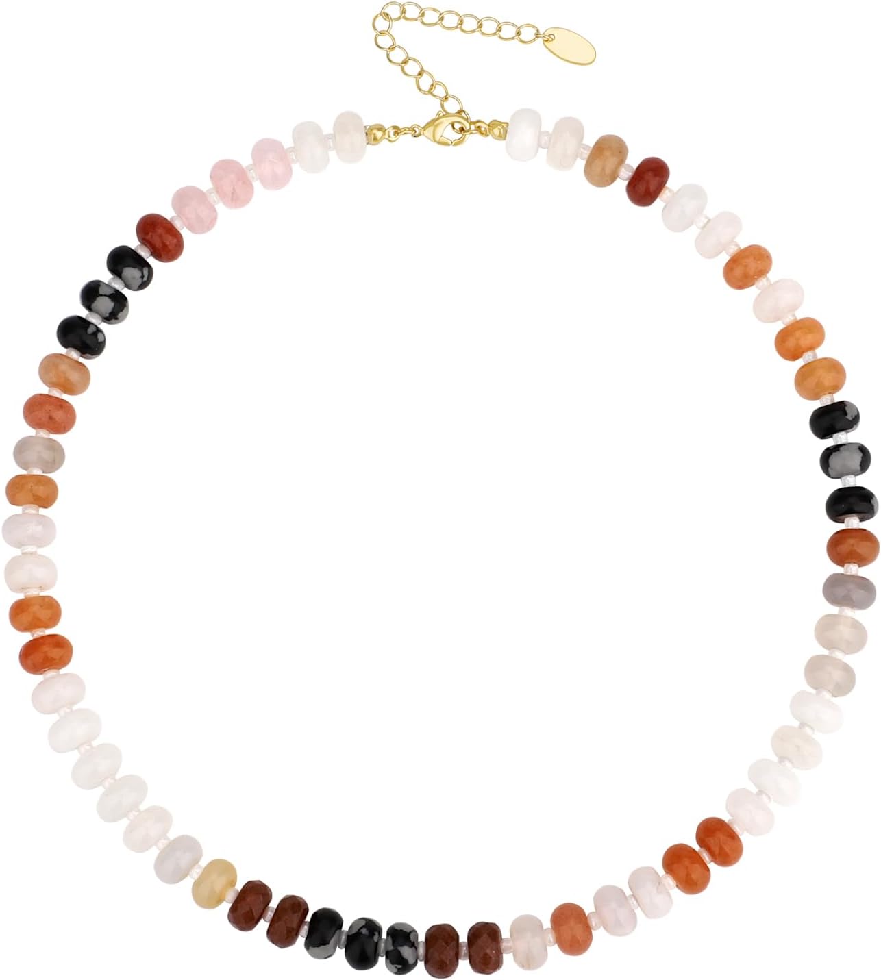 NE-B 14K Gold Plated Layered Boho Bead Choker Necklace