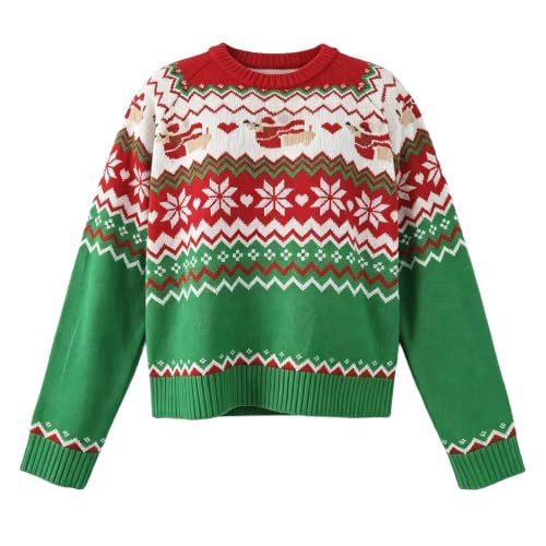 Christmas Cardigan,Christmas Sweaters for Women Crewneck Long Sleeve Snowflake Print Sweatshirt 2026 Trendy Ugly Funny Holiday Pullover Tops,Green2,L - image 4