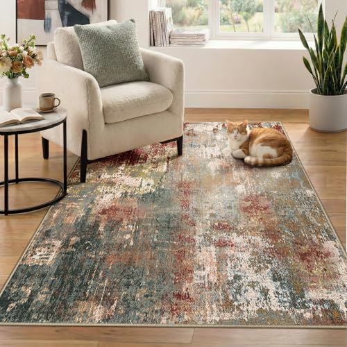 DEFYNEE Wohnzimmer Teppich 180 x 270 cm | Rutschfester Kurzflorteppich in abstraktem Design | Waschbar für Schlafzimmer & Homeoffice… – Ansicht 8