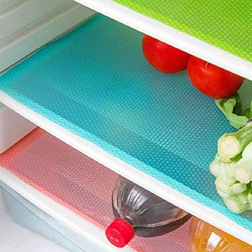 AKINLY 9 Pack Washable Fridge Mats Liners Waterproof Fridge Pads Drawer Table Mats Refrigerator Liners for Shelves,3Red/3Green/3Blue