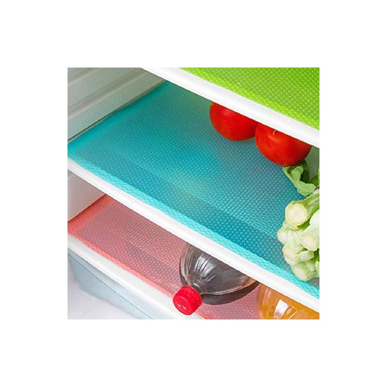 AKINLY 9 Pack Washable Fridge Mats Liners Waterproof Fridge Pads Drawer Table Mats Refrigerator Liners for Shelves,3Red/3Green/3Blue