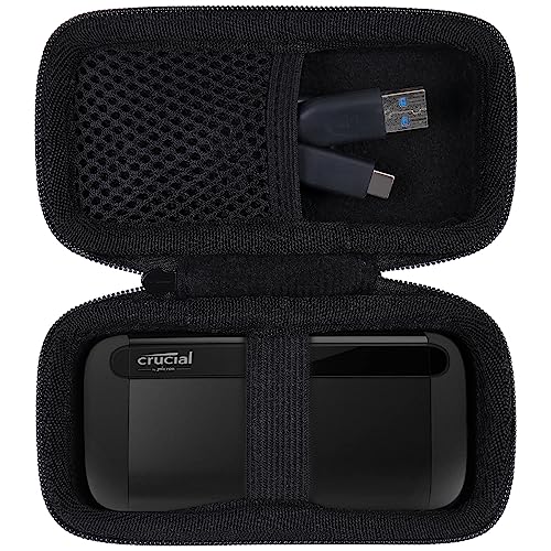 Image of Aenllosi Hard Carrying Case Compatible With Crucial X8 1TB /2TB /4TB /500GB Laptops Portable SSD,External External Solid State Drive & USB Cable Organizer(Case Only), Black