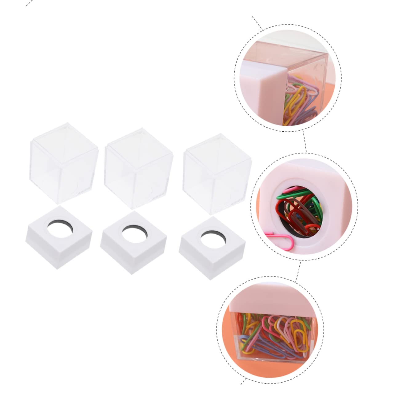Lurrose 9piezas Contenedor Magnético Para Clips De Papel Transparente Organizador De Escritorio Para Oficina y Escuela