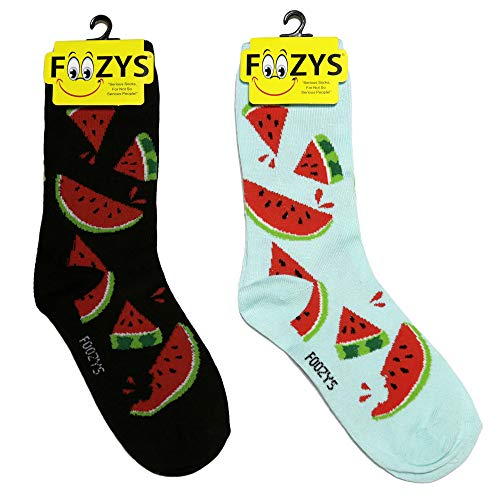 Foozys Women’s Crew Socks | Watermelon Cute Delicious Fruits Print Fashion Novelty Socks | 2 Pairs Included in Two Colors
