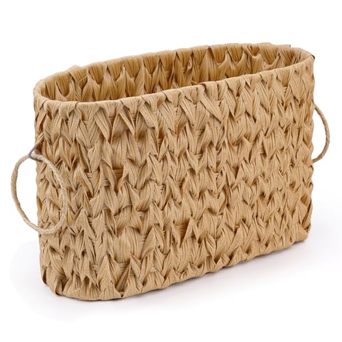 BQMEZRNUS Toilet Paper Storage Wicker Paper Basket Bathroom Organizer Toilet Paper Holder Stand for 6 Mage Rolls Wicker Basket for Bathroom Accessories