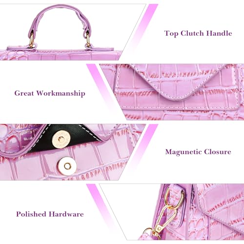 Small Crossbody Bags for Women, Vegan Leather Crocodile Pattern Mini Purse, Trendy Clutch Top Handle Shoulder Handbag3