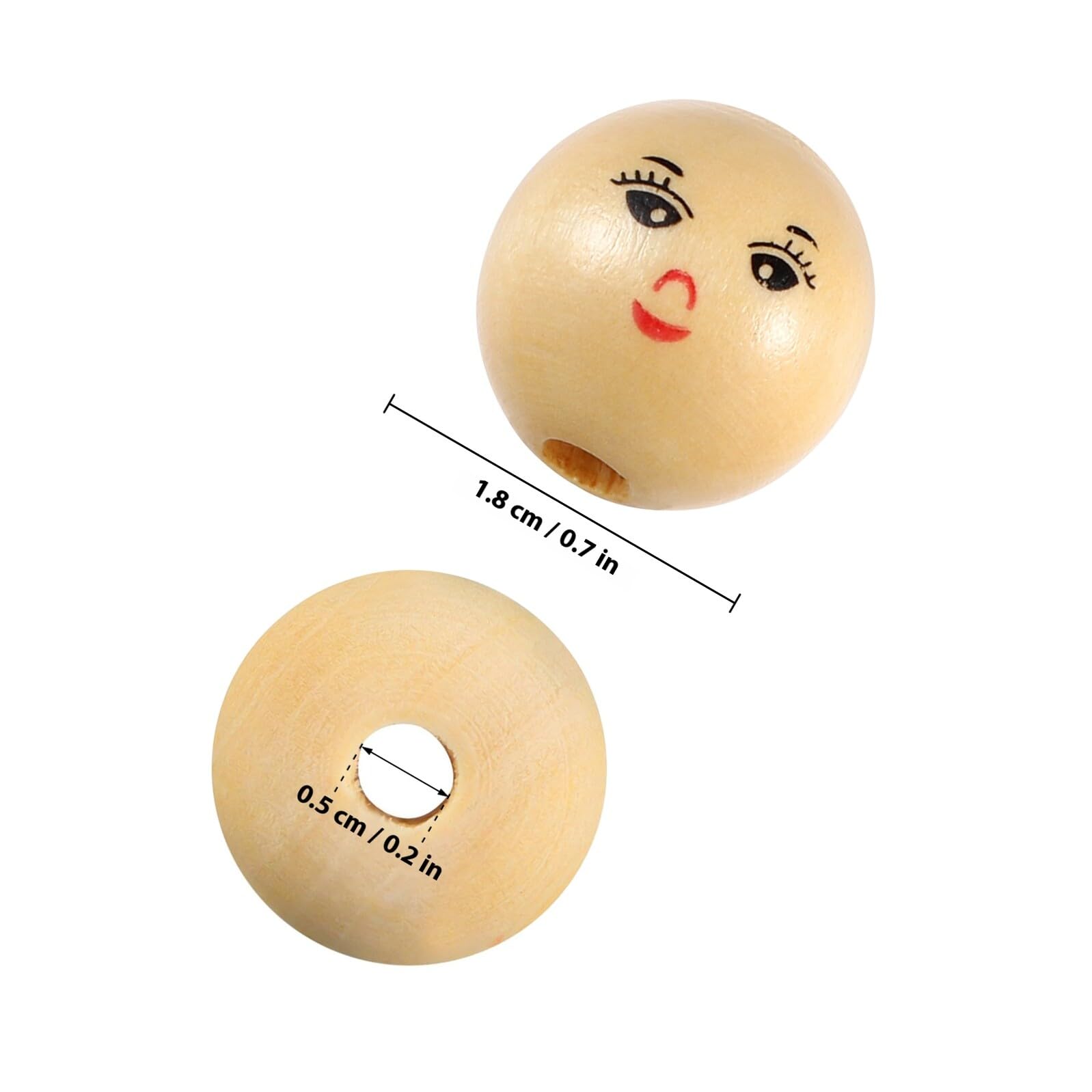 Alipis Cuentas de Madera Natural Redondas de 18 MM con Caras Alegres 50 Piezas para Manualidades Bricolaje y Bisutería Agujero para Enhebrar Ideales para Pulseras y Decoración