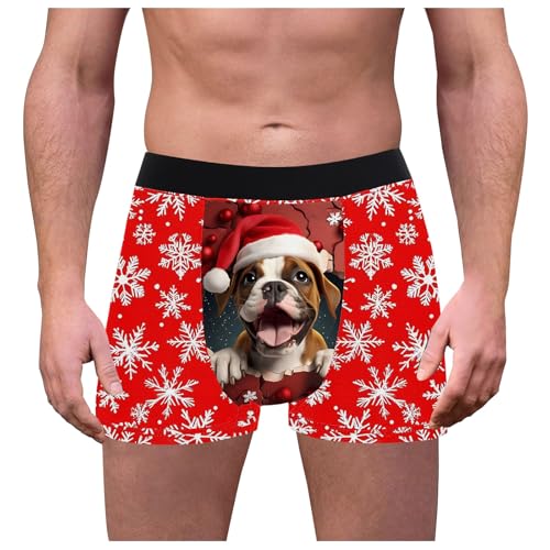 akwuiopt Ropa interior divertida de Navidad para hombre, transpirable, calzoncillos de Papá Noel, novedosos pantalones cortos de vacaciones, ropa interior para hombre, paquete elástico, B, XXL