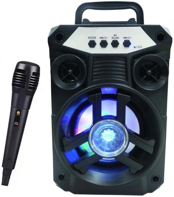 Máquina de karaoke portátil con micrófono inalámbrico, altavoz inalámbrico Bluetooth 5.0 con doble subwoofer, soporte de radio FM, soporte para disponible en Yaxa Guatemala