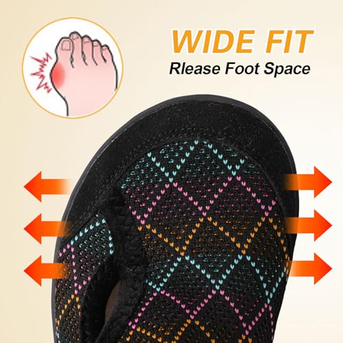 Image of LeIsfIt Womens Slippers Wide Diabetic Shoes Adjustable Arthritis Edema House Shoes Indoor Outdoor Slippers