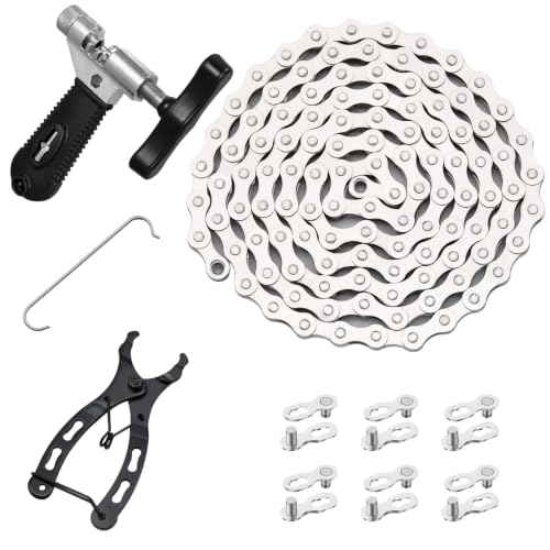 Bike Chain Kit Single Speed Multi-Function Bike Mechanic Repair Kit Chain Breaker and Bike Link Plier with Hook and 3 Pairs Bicycle Buckle Reusable