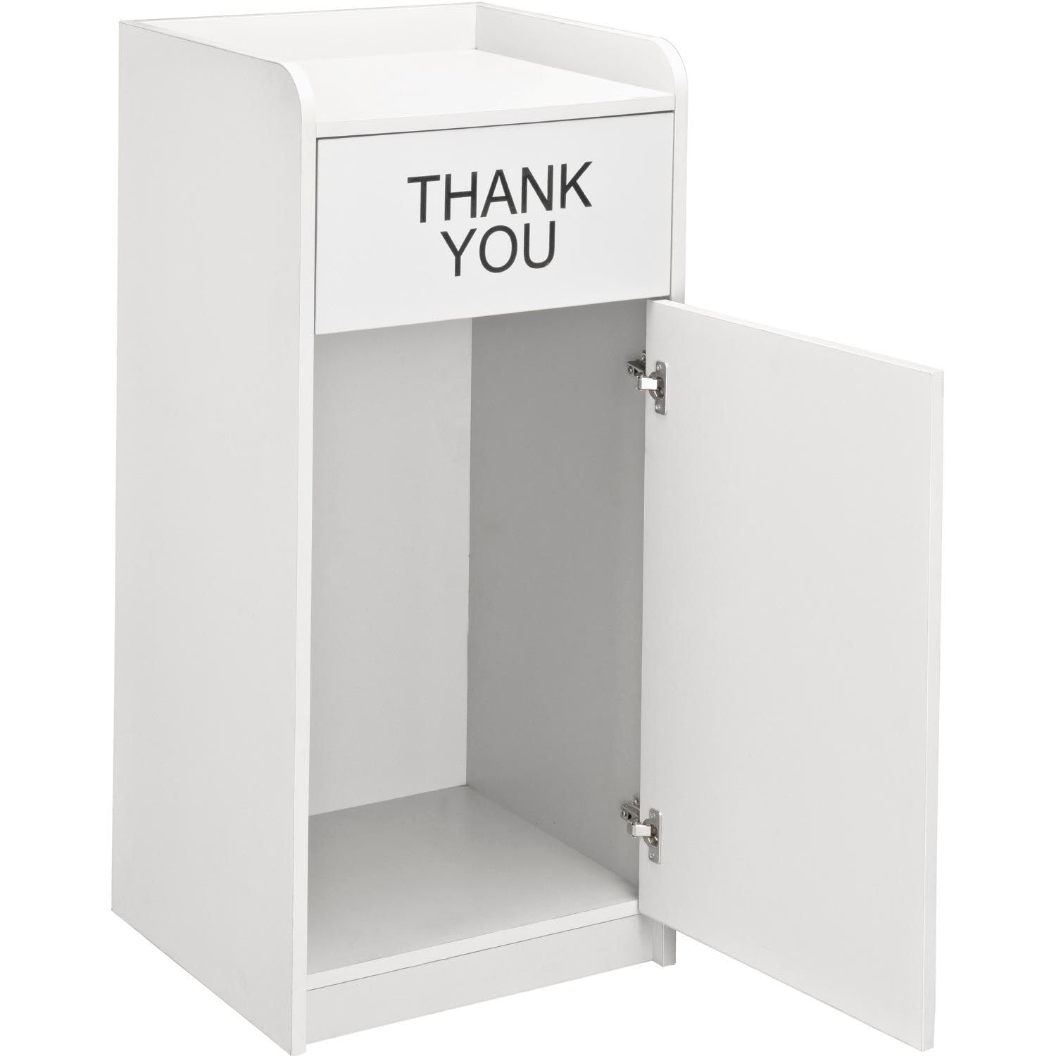 Global Industrial Indoor Wooden Waste Receptacle with Swing Door and Tray Top, 36 Gallon Capacity, 20-1/2"W x 19" D x 44" H, Light Gray, Assembly Required