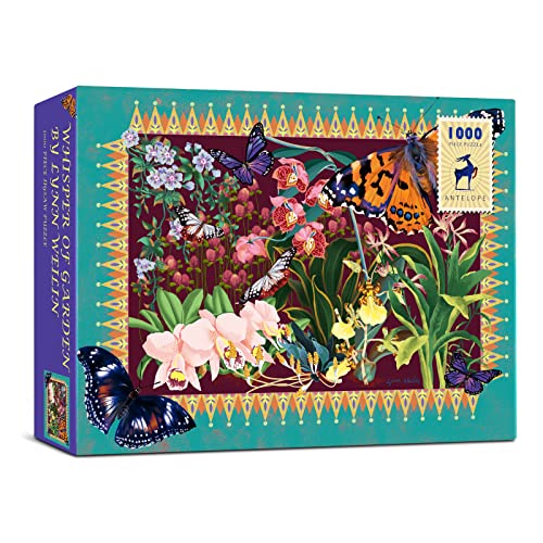 Antelope Whisper of Garden Jigsaw Puzzle by Lynn Weilin, 1000 Pieces, 29.5" x 20.5", Garden Jigsaw Puzzle with Plants and Butterflies, Multicolor, Challenging and Fun Indoor Game