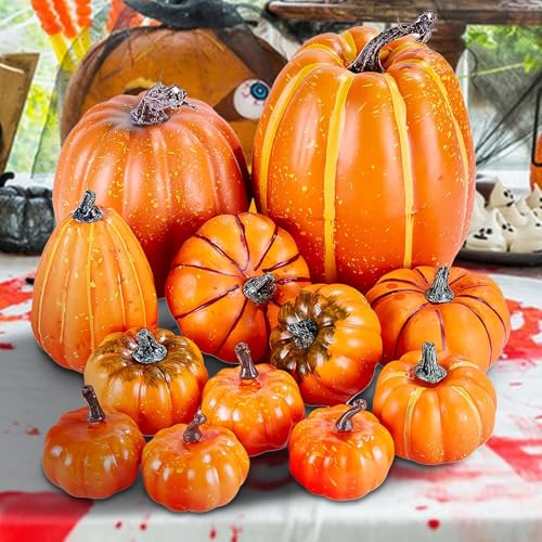Calabaza de espuma para Halloween y decoración artificial de otoño 4