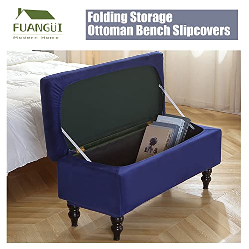 Image of FUANGUI Ottoman Cover Stretch Storage Ottoman Bench Slipcover Printed Folding Storage Bench Ottoman Cover Footrest Stool Slipcover Footstool Protector Cover with Elastic Bottom