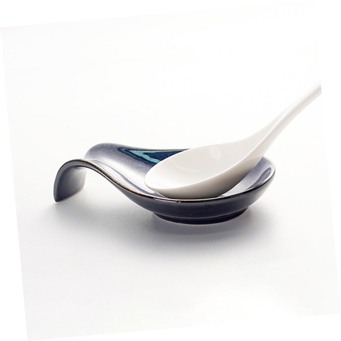 Gatuida Repose-cuillères Support Compact Cuisine en Céramique Bleue Lot de 4 Anti-roulement et Protection la Saleté Table Cuisson