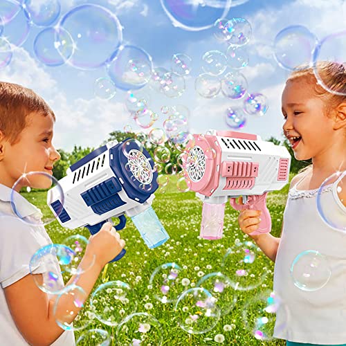 2 Bubble Guns For Toddlers 1-3 &Boys&Girls 3+, Automatic Portable Bubble Machines With Bubble Refill Solution(30 Oz Total), Bubbles Blaster Maker For Outdoor Activity Toys Gifts, Blue&Pink #TOP3