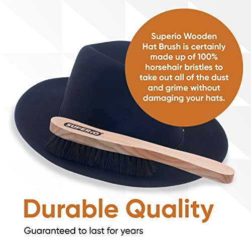 Hat Brush Horsehair Bristles, Solid Wood Durable Felt Hat Brush, Cowboy Hat Cleaning Brush Baseball Cap - Dust And Lint Remover, Cleans All Hats. By Superio #TOP4