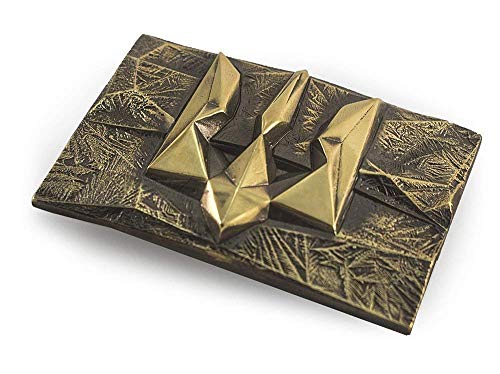 Belt buckle Ice and Fire, Handmade art Ukrainian trident low poly geometric solid brass belt buckle