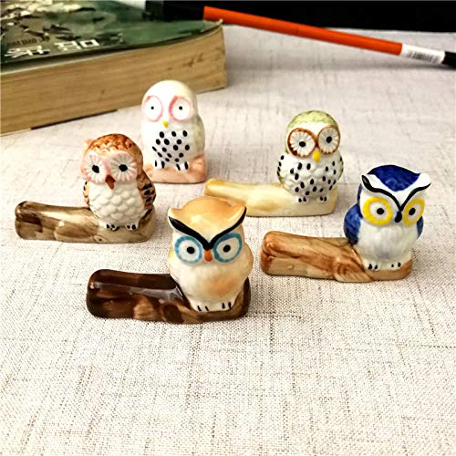AEOLK フクロウ箸置き 創造的なセラミック装飾品 箸置き 箸ホルダー 箸おき かわいい おしゃれ 卓上小物 レスト 箸台 箸枕 お箸置き キッチン用品 イルカレストラン用、居酒屋用 5個セット