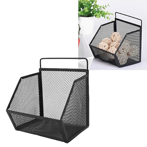 Qqmora Metalldrahtkorb Zur Aufbewahrung Kleiner Gegenstände, Hängender Drahtkorb, Küchenorganisator, 13,2 X 10 X 15 Cm (Schwarz)