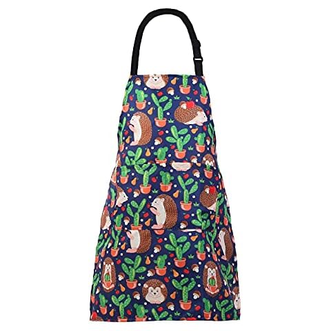 XIEJINJIA Kids Bib Apron Cotton Linen Adjustable Child Aprons with Pockets Cooking Baking Painting for Boys and Girls Hedgehog Cover