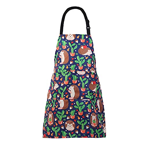 XIEJINJIA Delantal con babero de algodón y lino ajustable para niños, con bolsillos, para cocinar y hornear, pintura para niños y niñas, erizo Cover