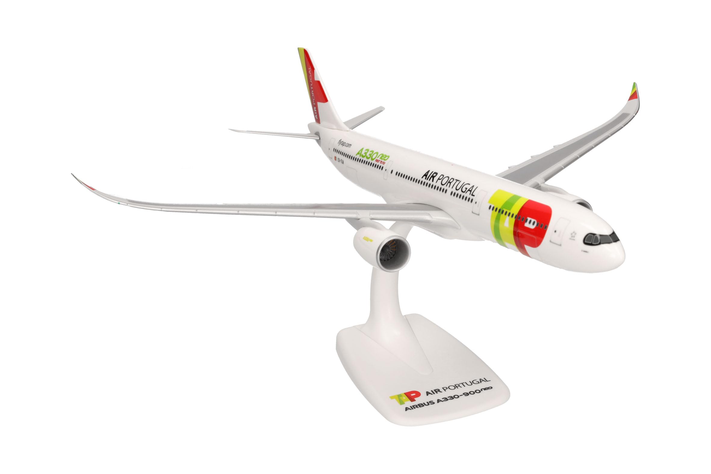 Herpa Snap-Fit aereo in miniatura TAP Air Portugal Airbus A330-900neo, miniatura in scala 1:200, pezzo da collezione, modello con base, plastica