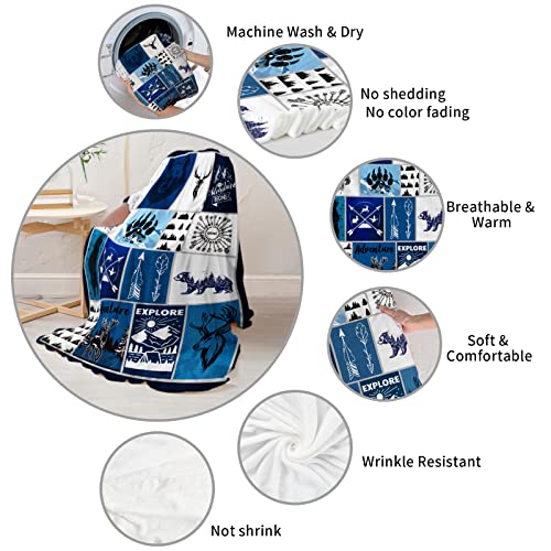 Woodland Animal Baby Blanket For Boys Girls, Soft Cozy Warm Forest Animal Flannel Throw Blanket, Adventure Bear Deer Fuzzy Plush Fleece Nursery Bed Blankets For Kids Newborn Crib Shower Gifts #TOP2