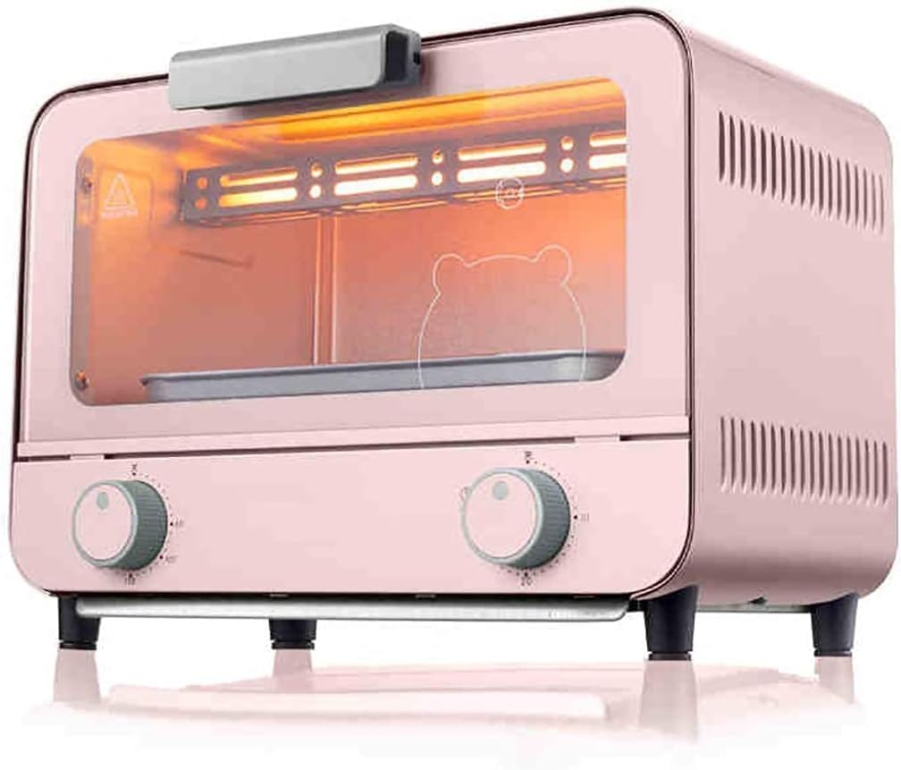 Forno tostapane, Mini Friggitrice Ad Aria Da 9 Litri, Temperatura Regolabile 50-230 ℃ E Timer 30 Minuti Cottura Domestica for Torte Multifunzionale A Convezione Controsoffitto Tostapane(Pink)