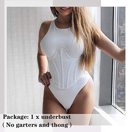 Topmelon Lace Corset Belt Waist Corset Top Women Mesh Open Cup Lace Up Boned Under Bustier Corset Waist Cincher White S #TOP1