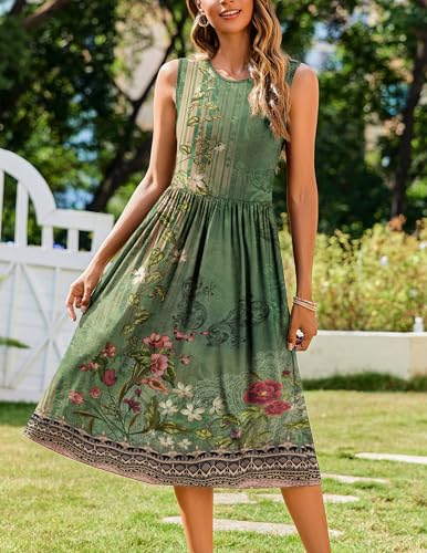 Image of Zeagoo Women's Summer Tank Midi Dress with Pockets Floral Sleeveless A-Line Casual Loose T-Shirt Dresses Beach Sundress 2026