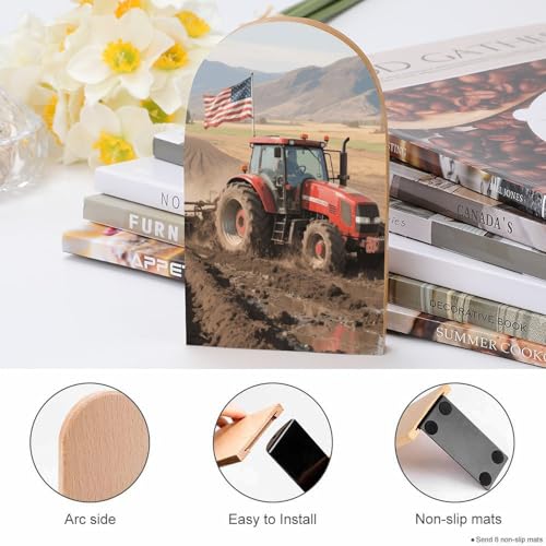 Serre-livres en bois tracteur : empêchez vos grands livres de glisser des étagères - 5